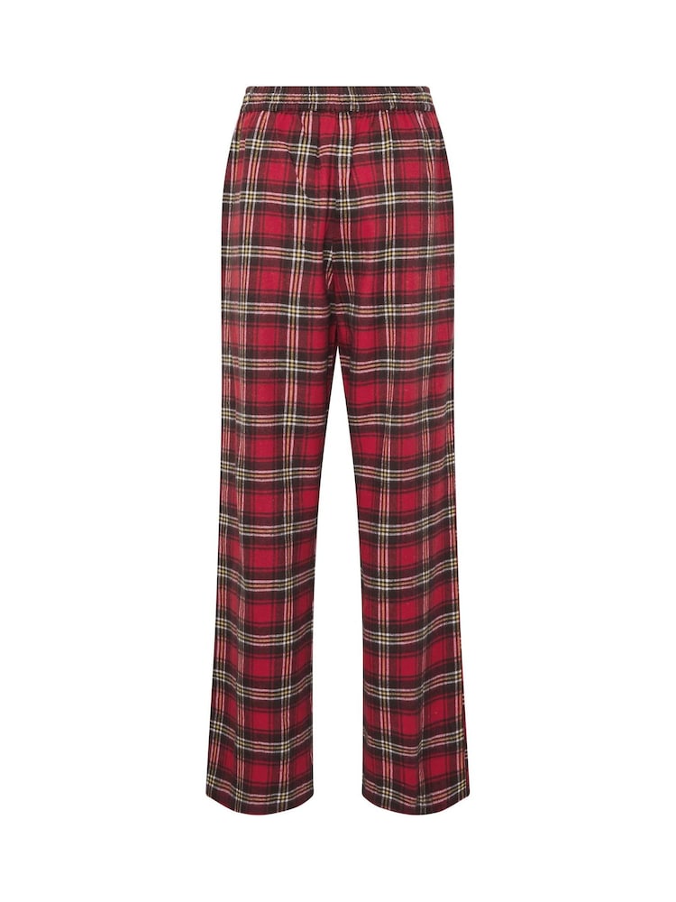 Long Tall Sally Red Check Cotton Wide Leg Pyjamas Bottoms - Image 6 of 6