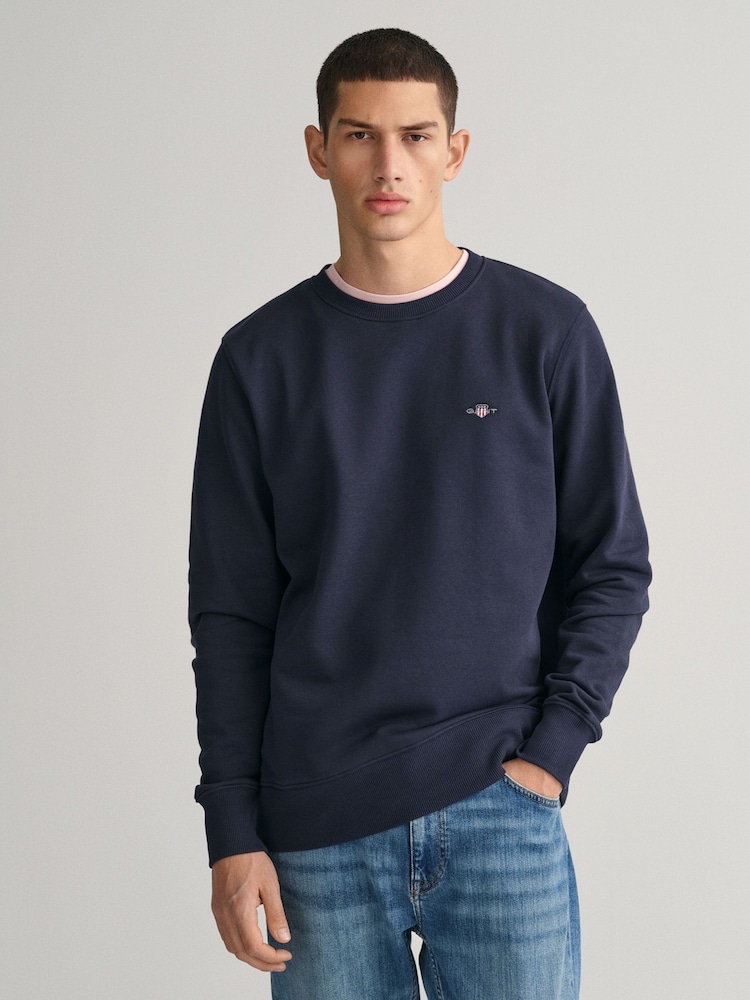 GANT Blue Green Regular-Fit Shield Crew Neck Sweatshirt - Image 1 of 5