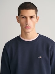 GANT Blue Green Regular-Fit Shield Crew Neck Sweatshirt - Image 4 of 5