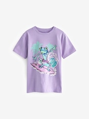 Grenouille surfeuse violette - T-shirt graphique à manches courtes coupe régulière 100% coton (3-16ans) - Image 1 of 3