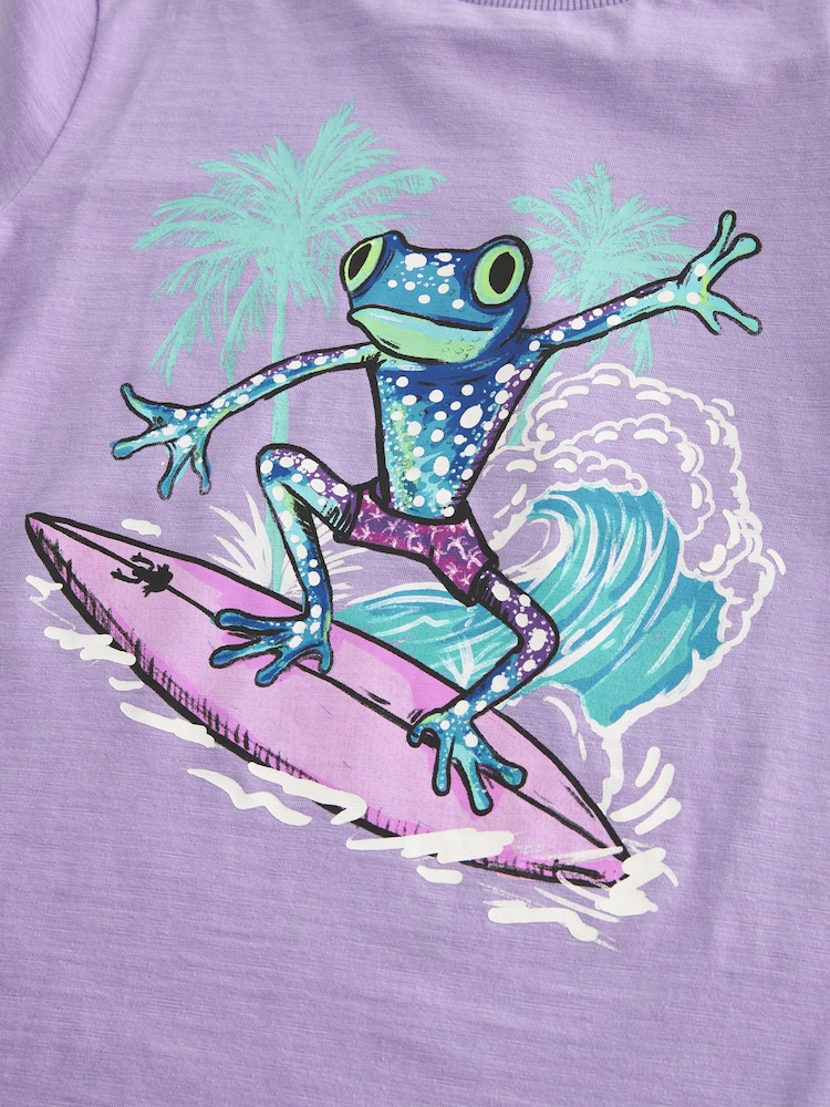 Grenouille surfeuse violette - T-shirt graphique à manches courtes coupe régulière 100% coton (3-16ans) - Image 3 of 3