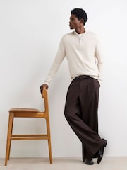River Island Cream Slim Fit Half Zip Sweater - Image 2 of 4