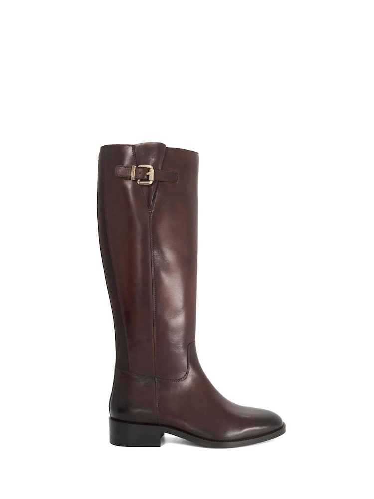 Dune London Brown Wide Fit Tali Knee High Boots - Image 1 of 5 Dune London Brown Wide Fit Tali Knee High Boots - Image 1 of 5