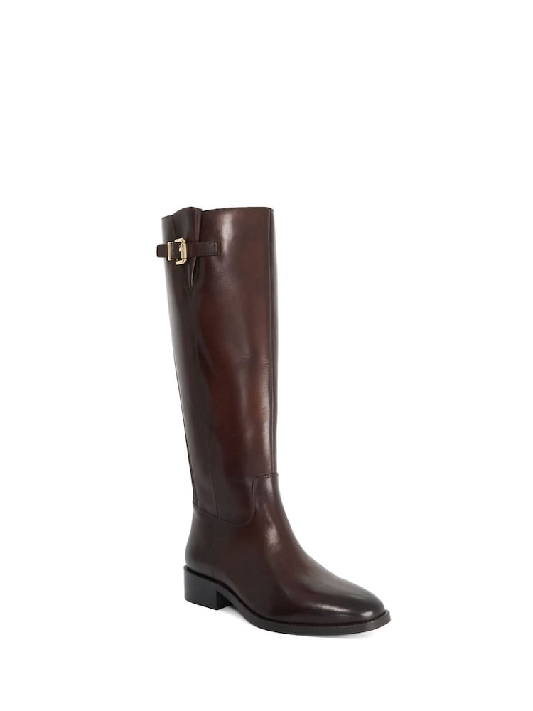 Dune London Brown Wide Fit Tali Knee High Boots - Image 2 of 5 Dune London Brown Wide Fit Tali Knee High Boots - Image 2 of 5