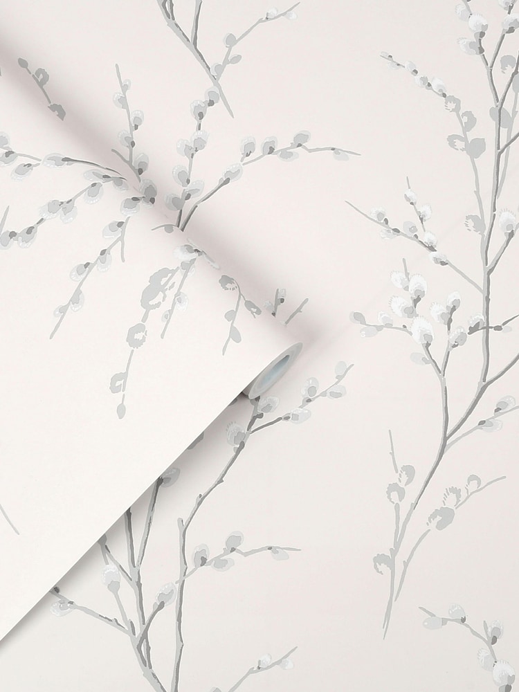 Laura Ashley Steel Pussy Willow 10M Wallpaper - Image 1 of 4
