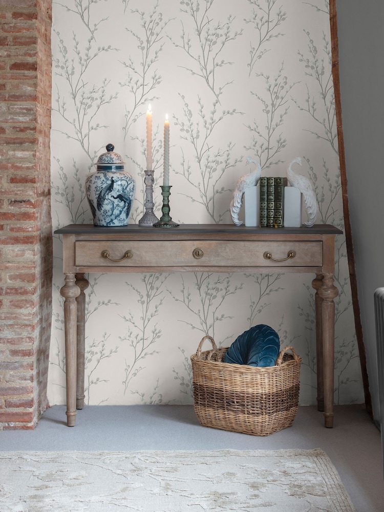 Laura Ashley Steel Pussy Willow 10M Wallpaper - Image 2 of 4