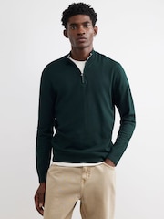 River Island Green Slim Fit Half Zip Sweater - Image 2 of 4