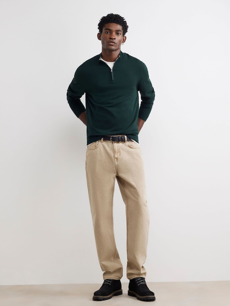 River Island Green Slim Fit Half Zip Sweater - Image 4 of 4 River Island Green Slim Fit Half Zip Sweater - Image 4 of 4
