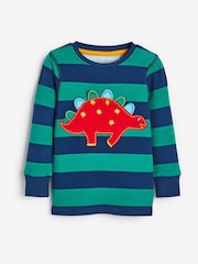 Blue/Red/Green Stripe Dino 3 Pack Snuggle Pyjamas (9mths-8yrs) - Image 5 of 14