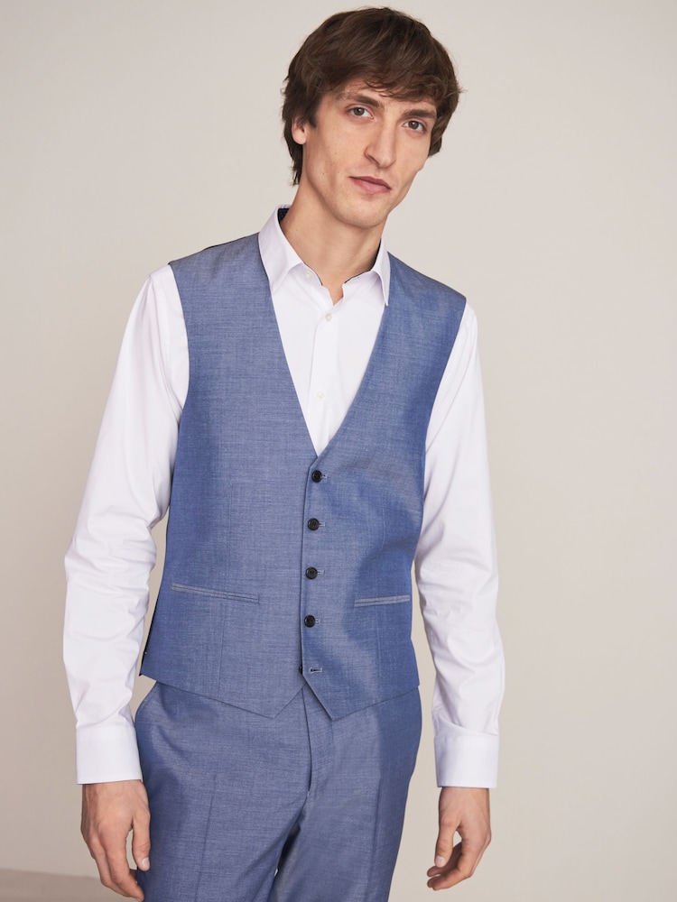 Light Blue Regular Fit Waistcoat - Image 7 of 7