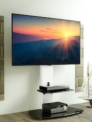 AVF Black/White Lucerne Curved Pedestal TV Stand - Image 1 of 4