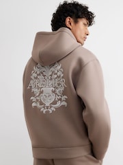 River Island Natural Oversized Fit Premium Baroque Zip Through Hoodie - Image 2 of 4