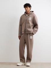 River Island Natural Oversized Fit Premium Baroque Zip Through Hoodie - Image 3 of 4
