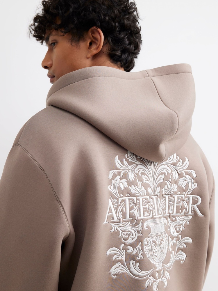 River Island Natural Oversized Fit Premium Baroque Zip Through Hoodie - Image 4 of 4 River Island Natural Oversized Fit Premium Baroque Zip Through Hoodie - Image 4 of 4