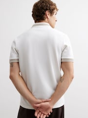 River Island White Slim Fit Zipped Waffle Texture Polo Shirt - Image 3 of 4
