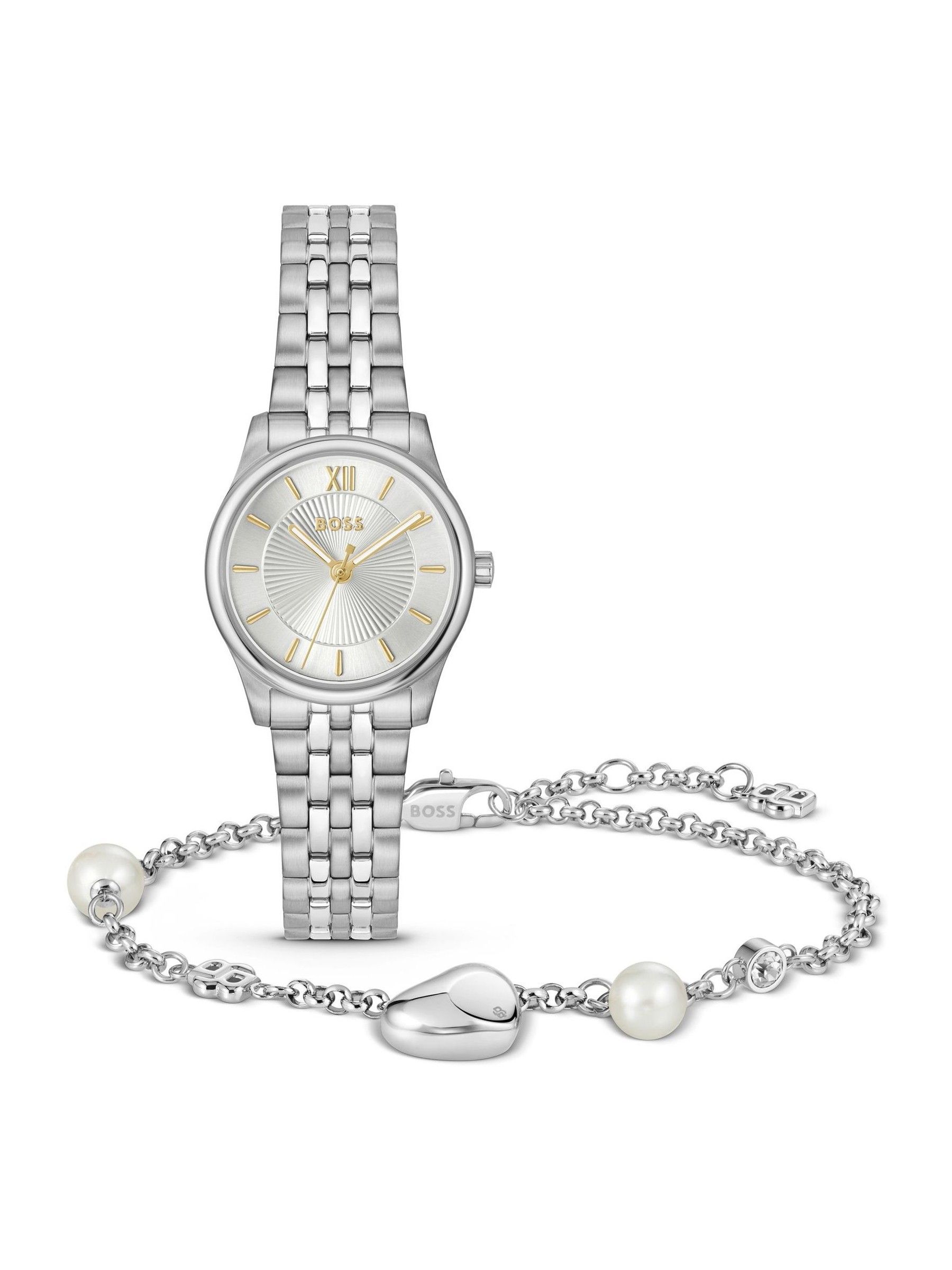 BOSS Giftset Graceful Mina Stainless Steel Watch and Bracelet, Silver, Men - Image 3