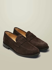 Charles Tyrwhitt Brown Dark Suede Penny Loafers - Image 2 of 4