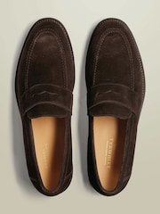 Charles Tyrwhitt Brown Dark Suede Penny Loafers - Image 3 of 4