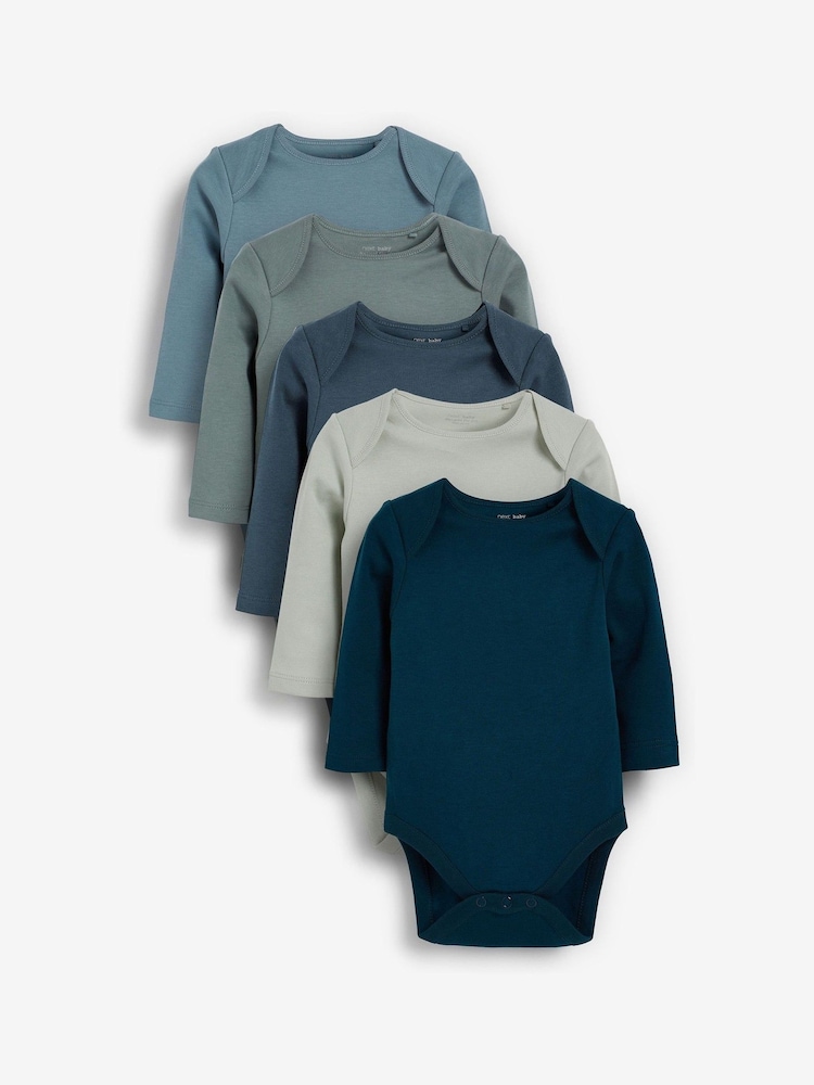 Modern Blue 5 Pack Baby Long Sleeve Bodysuits - Image 3 of 14