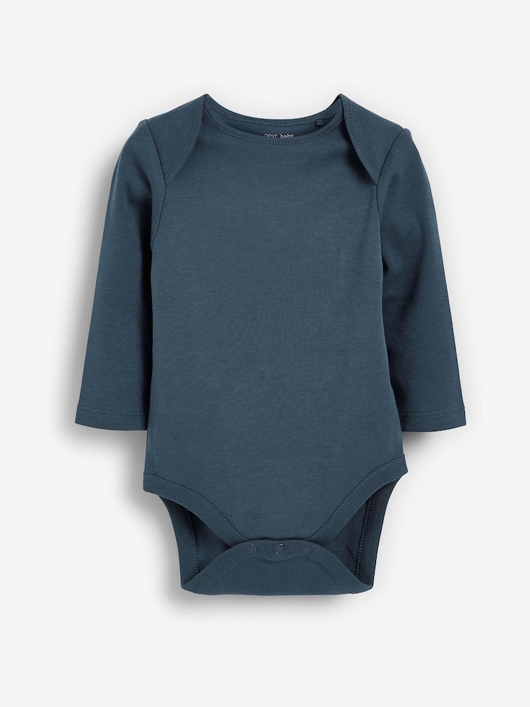 Modern Blue 5 Pack Baby Long Sleeve Bodysuits - Image 4 of 14