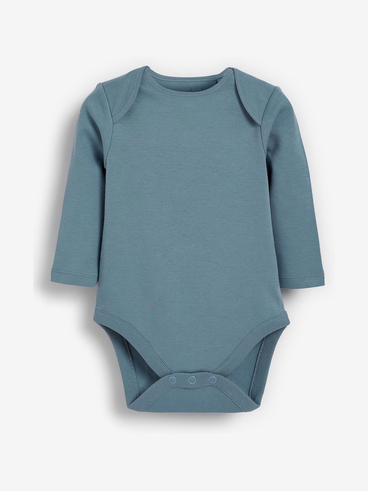 Modern Blue 5 Pack Baby Long Sleeve Bodysuits - Image 5 of 14