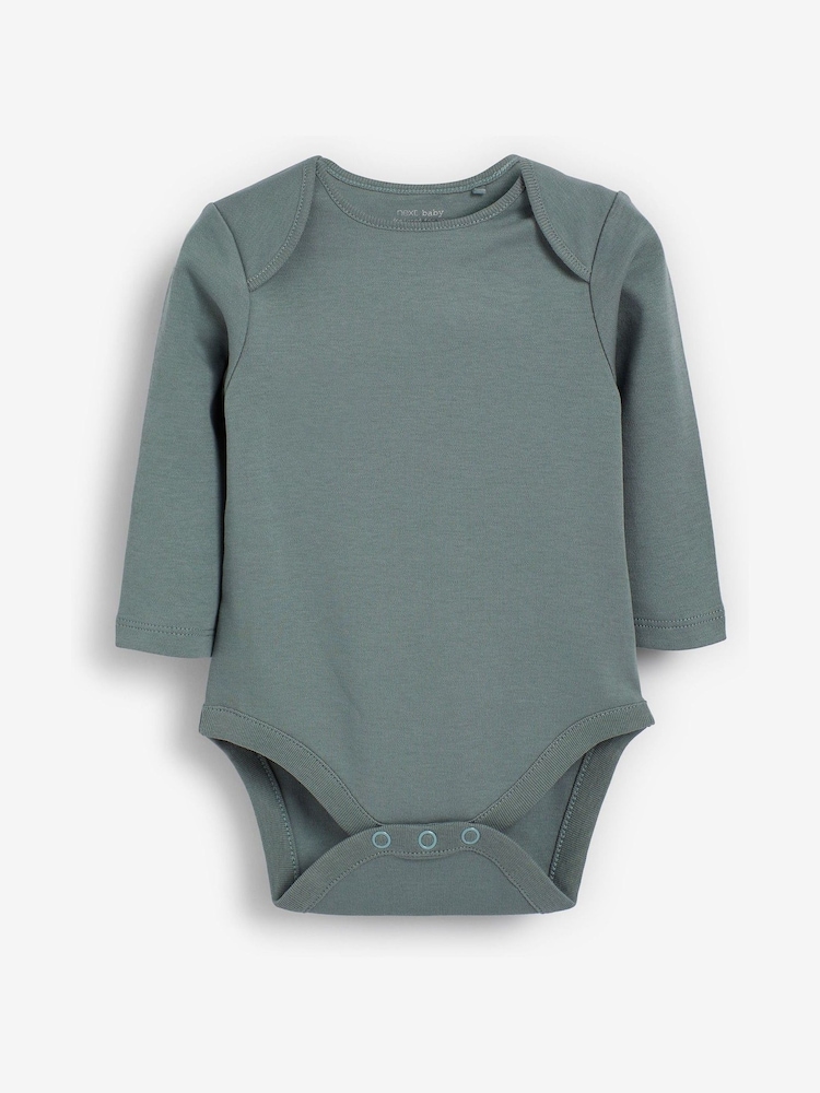 Modern Blue 5 Pack Baby Long Sleeve Bodysuits - Image 6 of 14