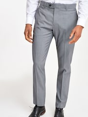 Light Grey Slim Fit Stretch Smart Trousers - Image 1 of 6
