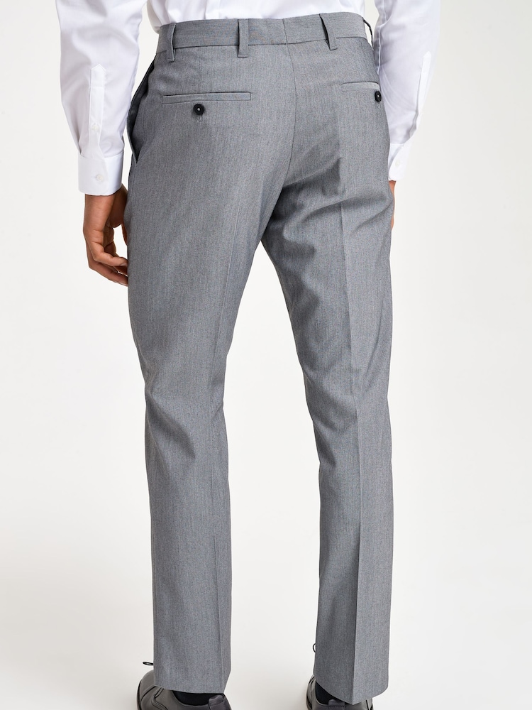 Light Grey Slim Fit Stretch Smart Trousers - Image 2 of 6