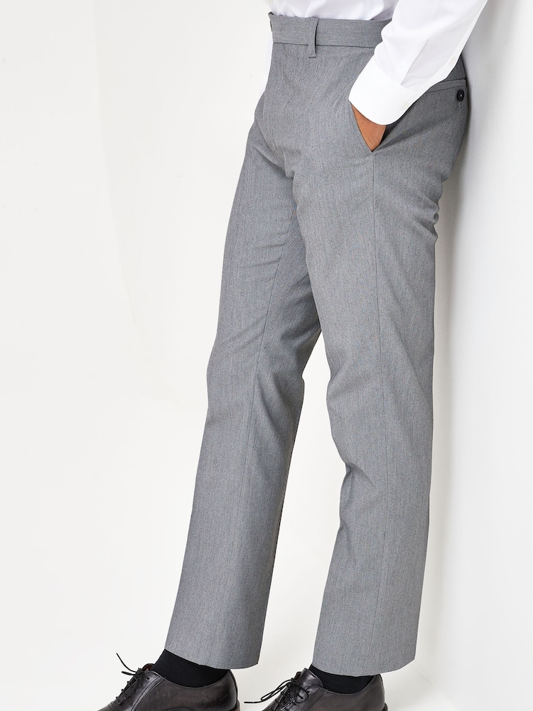 Light Grey Slim Fit Stretch Smart Trousers - Image 3 of 6