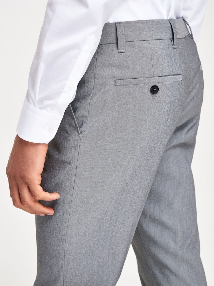 Light Grey Slim Fit Stretch Smart Trousers - Image 4 of 6