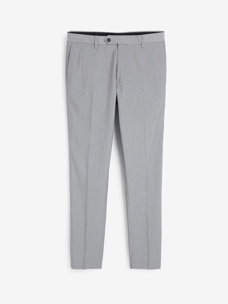 Light Grey Slim Fit Stretch Smart Trousers - Image 5 of 6