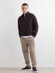 River Island Natural Slim Fit Pique Joggers - Image 1 of 4