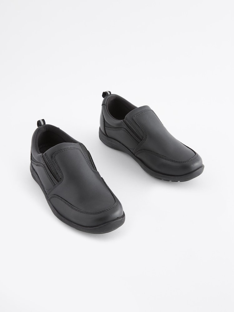 Black Wide Fit (G) School Leather Loafers - Image 1 of 6