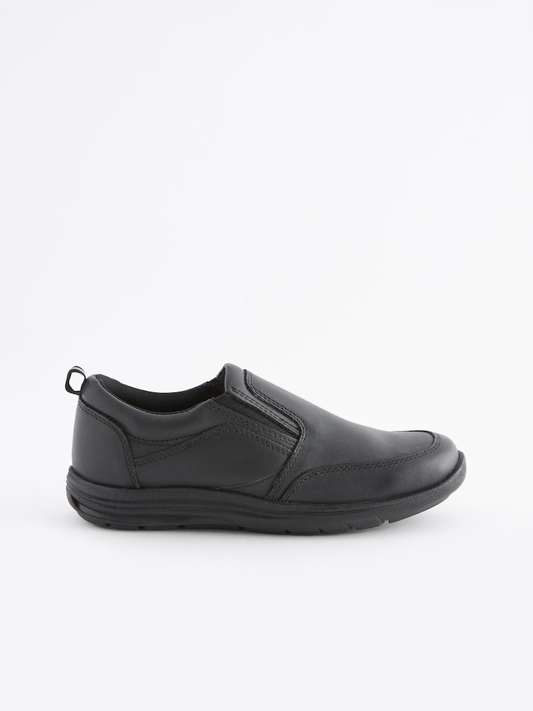 Black Wide Fit (G) School Leather Loafers - Image 2 of 6