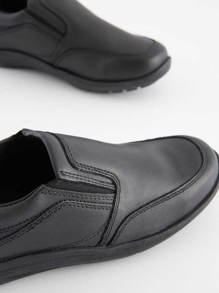Black Wide Fit (G) School Leather Loafers - Image 3 of 6