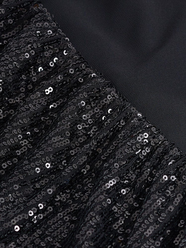 Black Long Sleeve Sequin Sparkle Top - Image 6 of 6