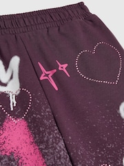 River Island Purple Premium Graffiti Wide Joggers - Image 3 of 4