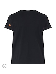 Yours Curve Black Core Pumpkin Embroidered T-Shirt - Image 6 of 6