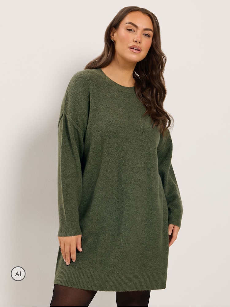 Yours Curve Green Jumper Dress - Image 1 of 6 Yours Curve Green Jumper Dress - Image 1 of 6