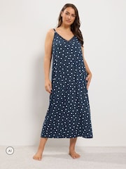 Yours Curve Blue Heart Soft Touch Chemise Nightdress - Image 1 of 6