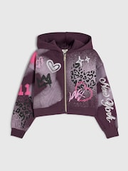 River Island Purple Graffiti Zip Through Sweater - Image 1 of 4