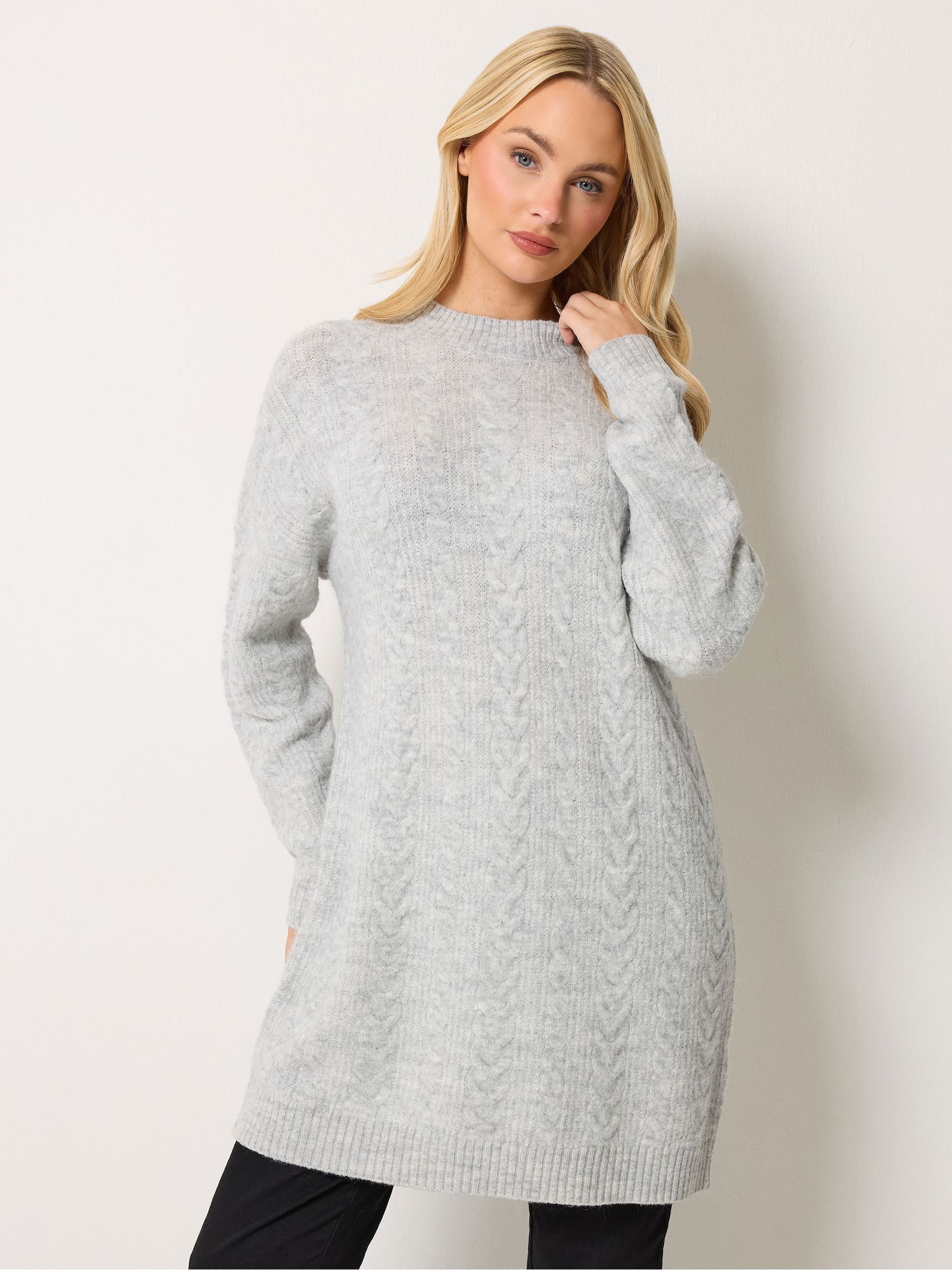 M&Co Women's Cable Knit Tunic Jumper in Light Grey | Size: 18-20 - Image 3