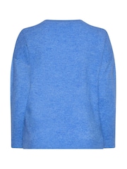 Yours Curve Blue Knitted V-Neckline Jumper - Image 6 of 6