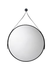 Croydex Black Mirror with Leather Effect Hanging Strap - Image 1 of 4