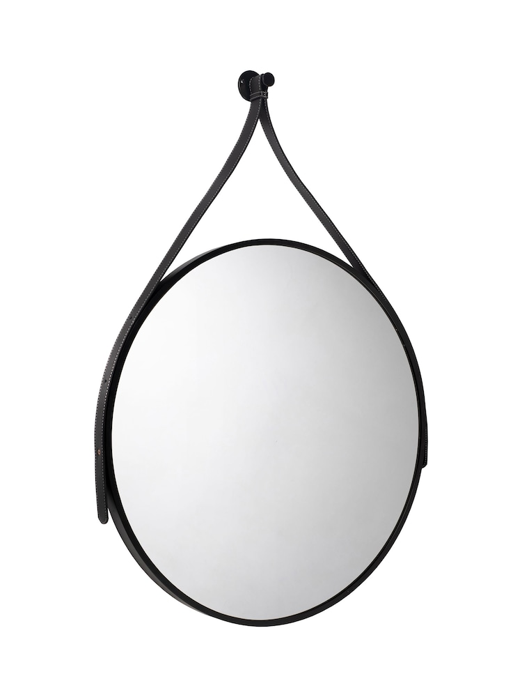 Croydex Black Mirror with Leather Effect Hanging Strap - Image 2 of 4 Croydex Black Mirror with Leather Effect Hanging Strap - Image 2 of 4