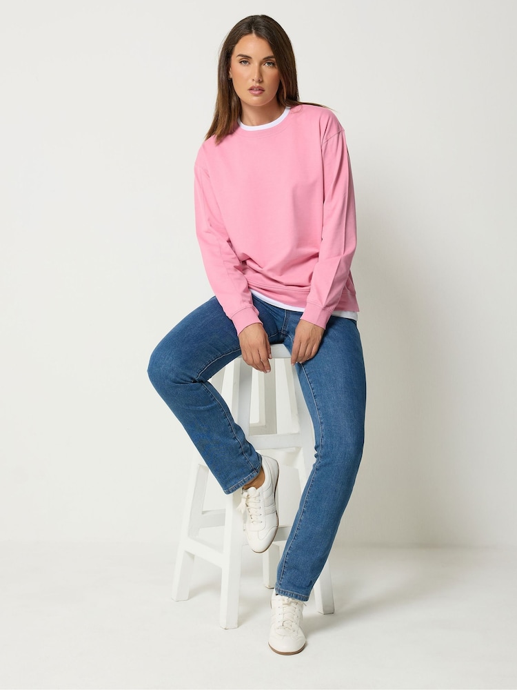 Long Tall Sally Pink Cotton Layered Top - Image 2 of 6 Long Tall Sally Pink Cotton Layered Top - Image 2 of 6