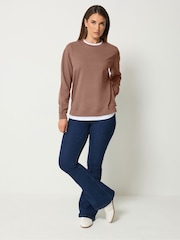 Long Tall Sally Brown Cotton Layered Top - Image 2 of 6