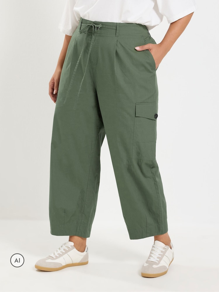 Grøn - Yours Curve Cargo Bukser i bomuldspoplin - Billede 1 af 6 Grøn - Yours Curve Cargo Bukser i bomuldspoplin - Billede 1 af 6
