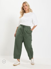 Grøn - Yours Curve Cargo Bukser i bomuldspoplin - Billede 2 af 6