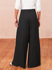 Black Mid Rise Wide Leg Pleated Trousers - Image 3 of 7